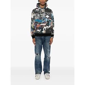 NEW AAPE moonface logo graffiti print hoodie in black